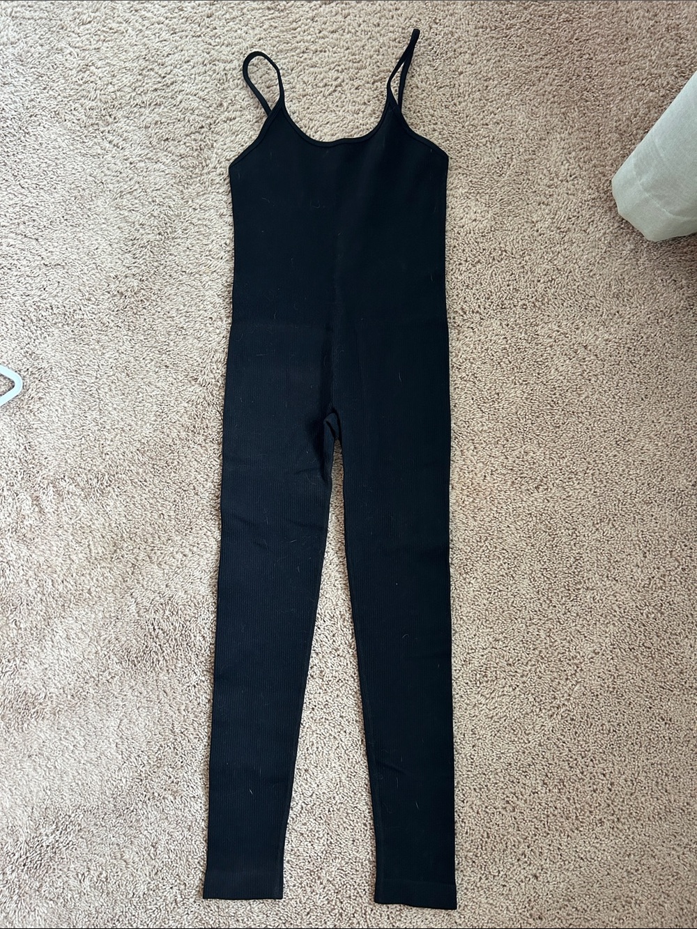 Mono B Black Ribbed Spaghetti Strap Jumpsuit